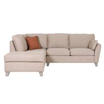 Castro Fabric Left Hand Corner Sofa With Oak Legs In Biscuit