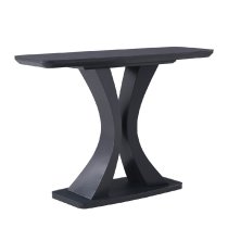 Decatur Glass Rectangular Console Table In Charcoal