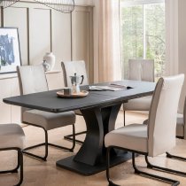 Decatur Glass Large Extending Dining Table In Charcoal