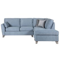 Castro Fabric Right Hand Corner Sofa With Oak Legs In Blue