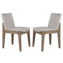 Fenwick Natural Wooden Dining Chairs With Fabric Seat In Pair