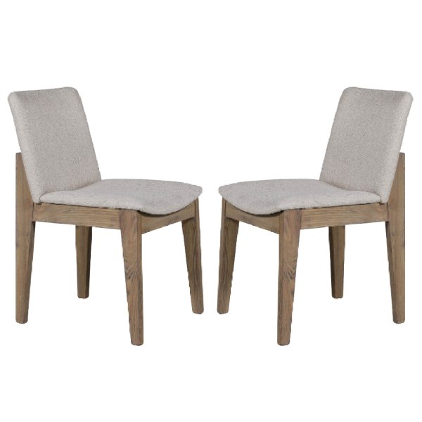 Fenwick Natural Wooden Dining Chairs With Fabric Seat In Pair