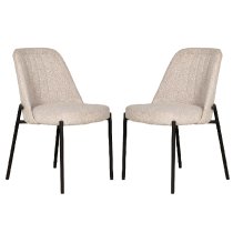 Ferndale Natural Fabric Dining Chairs With Black Legs In Pair