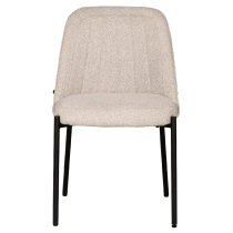 Ferndale Natural Fabric Dining Chairs With Black Legs In Pair