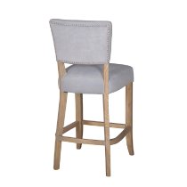 Dothan Velvet Bar Chair With Oak Legs In Light Grey