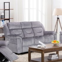 Darley Fabric 3 Seater Recliner Sofa In Grey