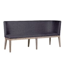 Fenwick Wooden Large Dining Bench With Fabric Seat In Dark Grey