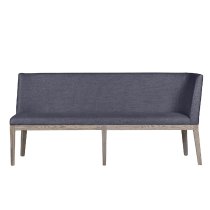 Fenwick Wooden Large Dining Bench With Fabric Seat In Dark Grey