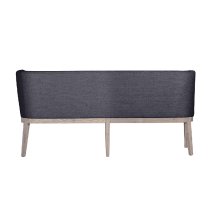 Fenwick Wooden Large Dining Bench With Fabric Seat In Dark Grey