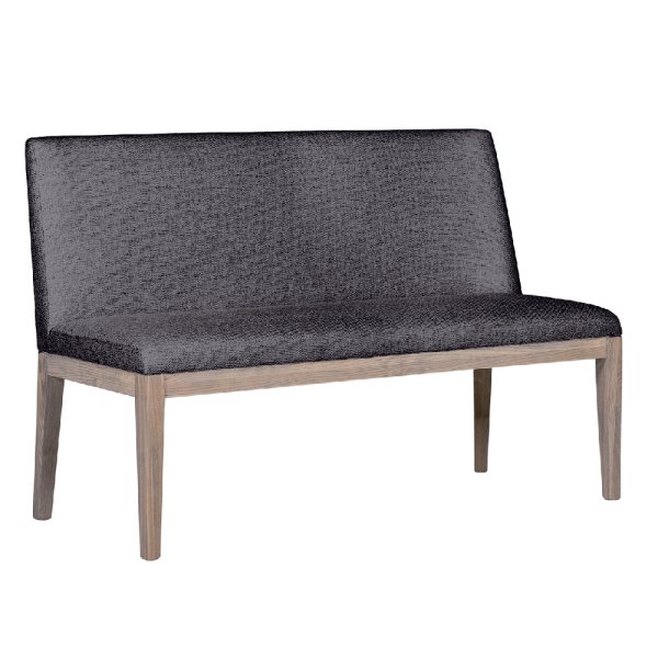 Fenwick Wooden Small Dining Bench With Fabric Seat In Dark Grey