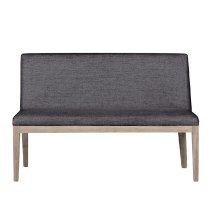 Fenwick Wooden Small Dining Bench With Fabric Seat In Dark Grey