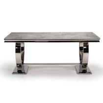 Kelsey Small Marble Dining Table With Steel Base In Grey