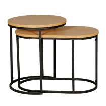 Kearney Wooden Nest Of 2 Tables With Black Frame In Brown