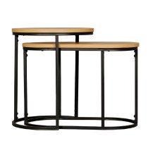 Kearney Wooden Nest Of 2 Tables With Black Frame In Brown