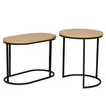 Kearney Wooden Nest Of 2 Tables With Black Frame In Brown