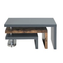 Design Rotating High Gloss Coffee Table In Grey And Rustic Oak