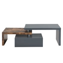 Design Rotating High Gloss Coffee Table In Grey And Rustic Oak