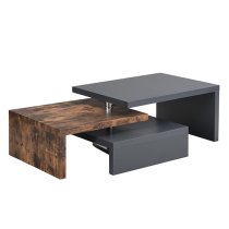 Design Rotating High Gloss Coffee Table In Grey And Rustic Oak