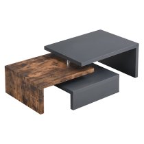 Design Rotating High Gloss Coffee Table In Grey And Rustic Oak