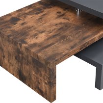 Design Rotating High Gloss Coffee Table In Grey And Rustic Oak