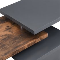 Design Rotating High Gloss Coffee Table In Grey And Rustic Oak