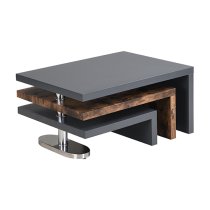 Design Rotating High Gloss Coffee Table In Grey And Rustic Oak