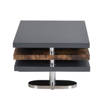 Design Rotating High Gloss Coffee Table In Grey And Rustic Oak