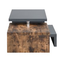 Design Rotating High Gloss Coffee Table In Grey And Rustic Oak