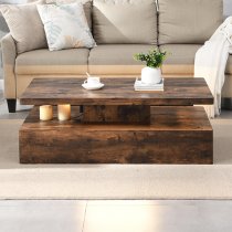 Quinton Wooden Coffee Table In Rustic Oak With LED