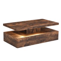 Quinton Wooden Coffee Table In Rustic Oak With LED