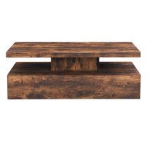 Quinton Wooden Coffee Table In Rustic Oak With LED