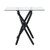 Kapolei Glass Rectangular Console Table With Black Legs In Grey