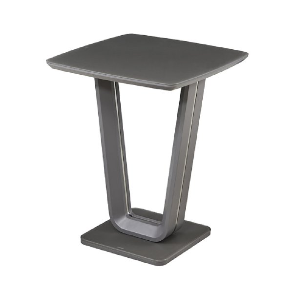 Langley Wooden Bar Table With Glass Top In Graphite