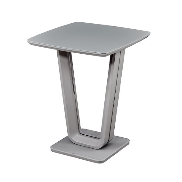 Langley Wooden Bar Table With Glass Top In Grey