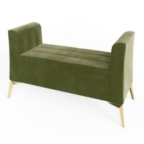 Pulford Velvet Upholstered Ottoman Storage Bench In Green