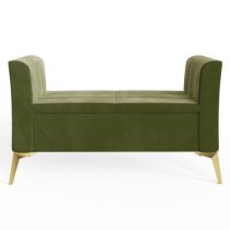 Pulford Velvet Upholstered Ottoman Storage Bench In Green