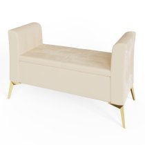 Pulford Velvet Upholstered Ottoman Storage Bench In Natural