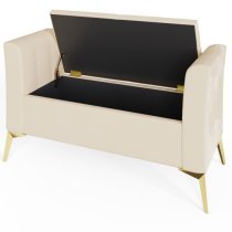 Pulford Velvet Upholstered Ottoman Storage Bench In Natural