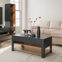 Langley Wooden Coffee Table In Anthracite And Oak With LED