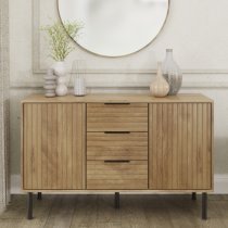 Natick Wooden Sideboard With 2 Doors 3 Drawers In Oak