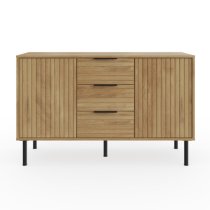 Natick Wooden Sideboard With 2 Doors 3 Drawers In Oak