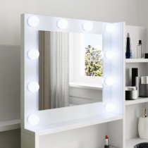 Eden Wooden Dressing Table And Stool In White With LED Lights