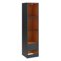 Langley Tall Wooden Shelving Unit In Anthracite And Oak With LED