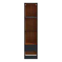 Langley Tall Wooden Shelving Unit In Anthracite And Oak With LED