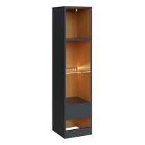 Langley Tall Wooden Shelving Unit In Anthracite And Oak With LED