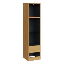 Langley Tall Wooden Shelving Unit In Oak And Anthracite With LED