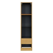 Langley Tall Wooden Shelving Unit In Oak And Anthracite With LED