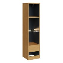 Langley Tall Wooden Shelving Unit In Oak And Anthracite With LED