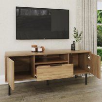 Natick Wooden TV Stand With 2 Doors 1 Drawer In Oak