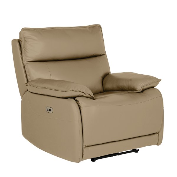 Laramie Leather 1 Seater Recliner Sofa In Latte